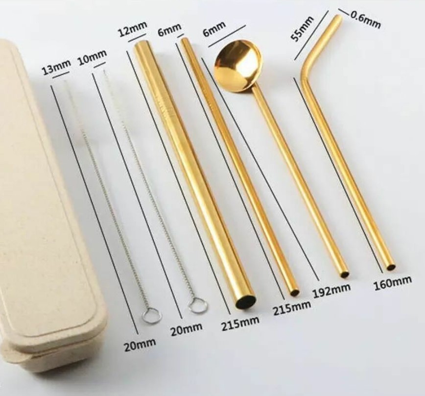 Caixa pintada à mão com 4 Canudos Inox + Limpador - Imagem 8